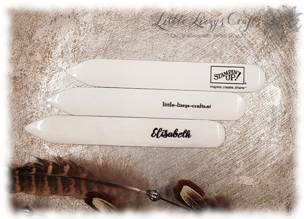 Gravierte Falzbeine 4 Lasergravur Falzbein Bonefolder Papierfalter Stampin' Up!