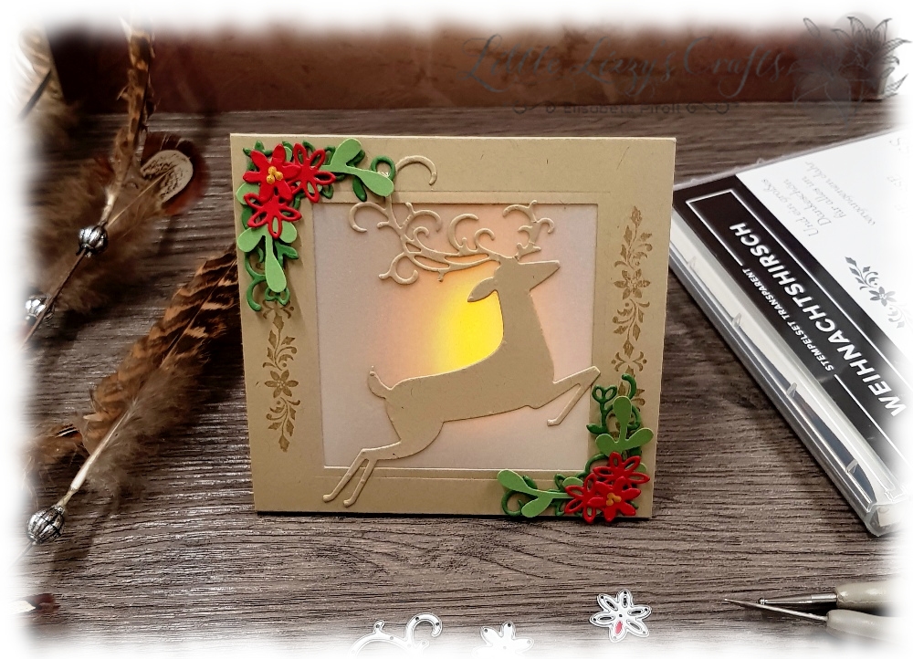 Stamp'N'Hop - Weihnachtshirsch 3 LED Licht Karte Weihnachten Deko Weihnachtswild Stampin' Up!