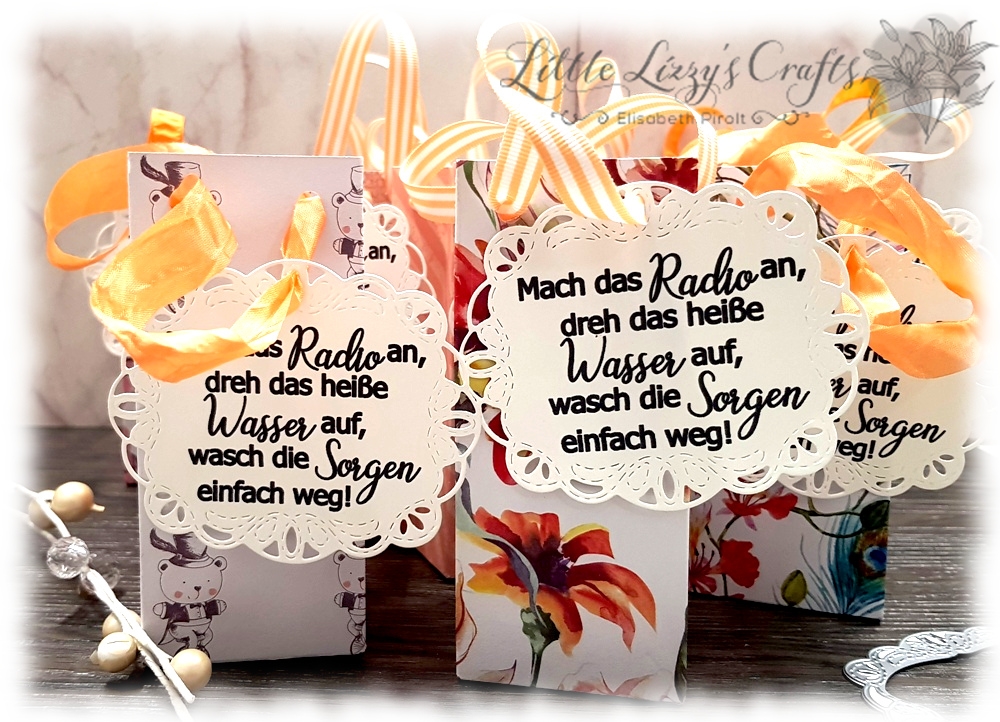 Bestickte Etiketten Falzbrett für Geschenktüten Stampin' Up!