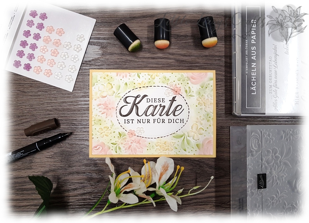 Diese Karte ist nur für Dich Ebossing Diffuser Lächeln aus Papier Feldblumen Stampin' Up!