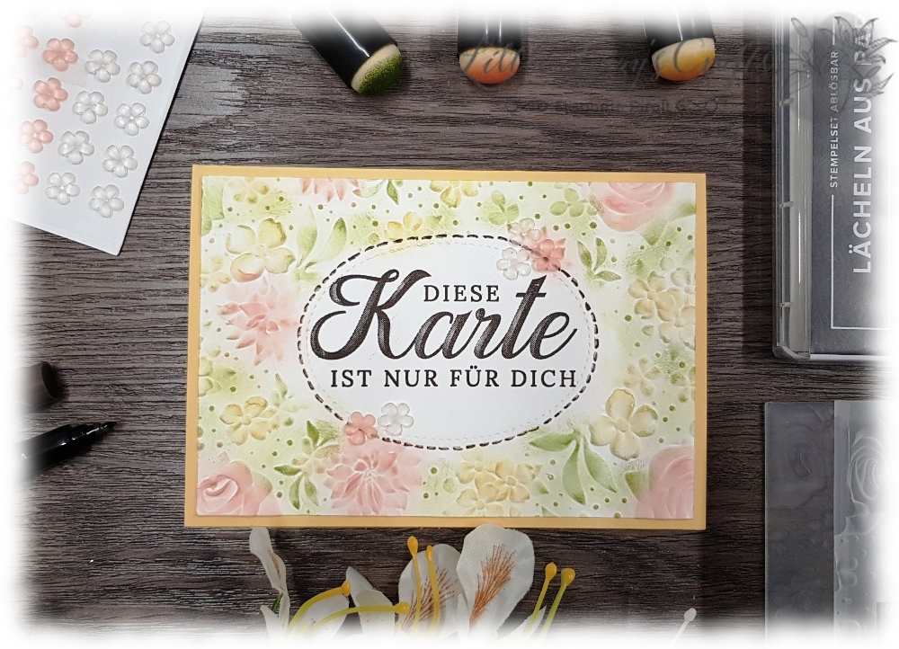 Frühlingskarte Lächeln aus Papier Feldblumen Stampin' Up!