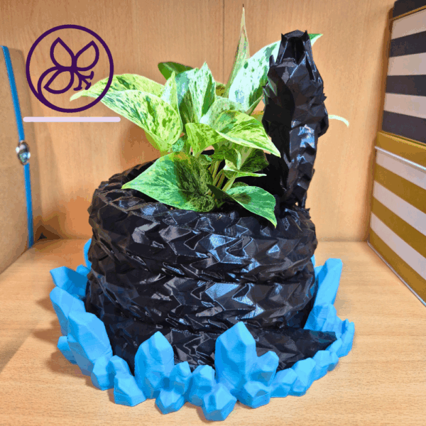 Freeze – Drachen-Blumentopf 3D-Druck | Pflanzgefäß mit Einkristallunterteller & Gießhilfe | Deko für Fantasy-Fans