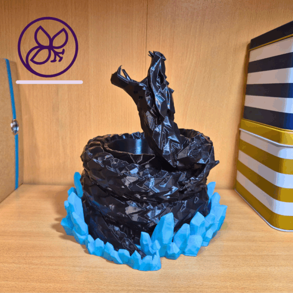 Freeze – Drachen-Blumentopf 3D-Druck | Pflanzgefäß mit Einkristallunterteller & Gießhilfe | Deko für Fantasy-Fans