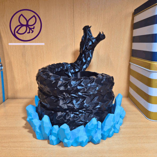 Freeze – Drachen-Blumentopf 3D-Druck | Pflanzgefäß mit Einkristallunterteller & Gießhilfe | Deko für Fantasy-Fans
